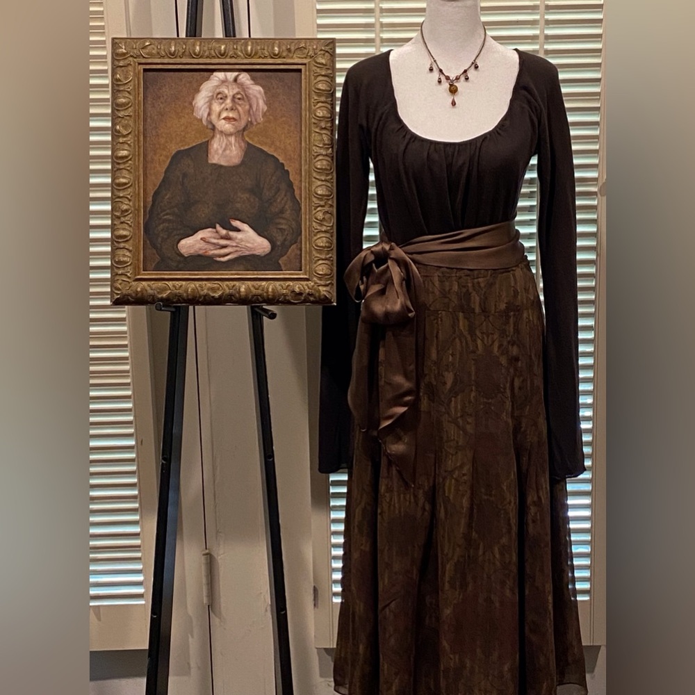 Peruvian Collection dark brown and olive silk skirt - Picture 9 of 10